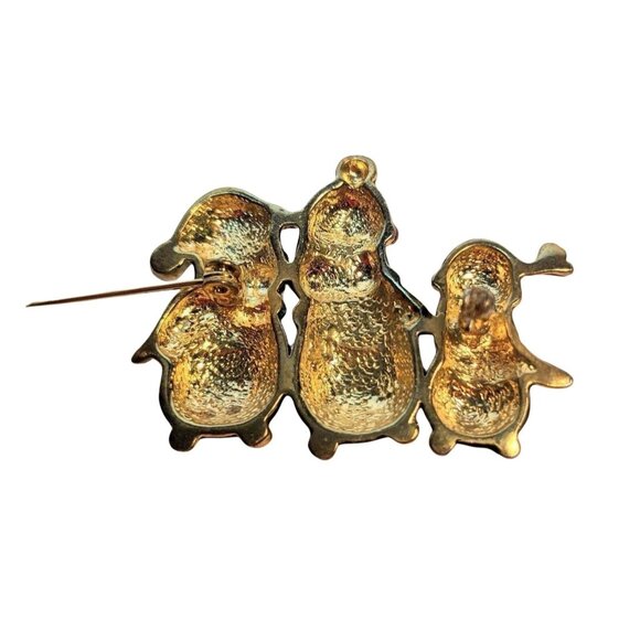 Penguin Family Brooch & Gold Wreath Pin With Faux Pearls A342 - Picture 8 of 10